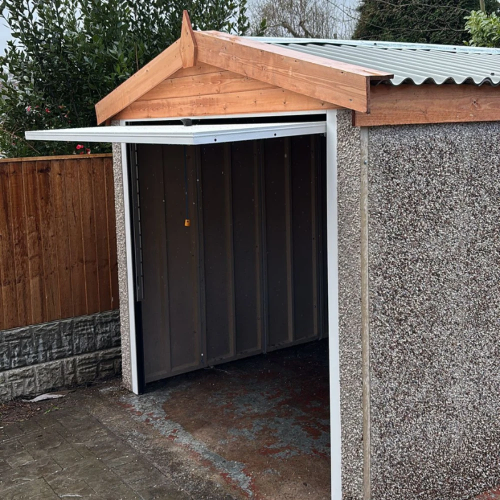 Apex garage with open door